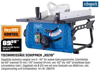 OBI Tischkreissäge scheppach Angebot