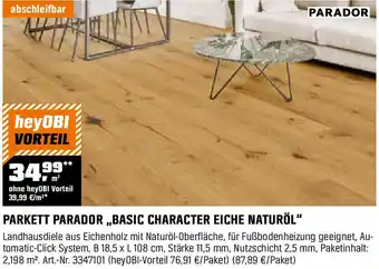 OBI Parkett parador basic character eiche naturöl Angebot