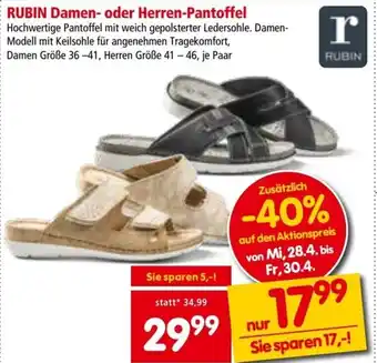 Interspar Rubin Damen Oder Herren Pantoffel 36-41/41-46 Angebot