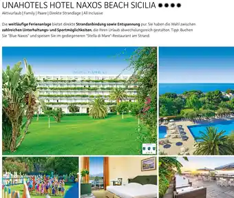 Alltours Unahotels hotel naxos beach sicilia Angebot