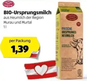 Hofer Bio Ursprungsmilch 1L Angebot