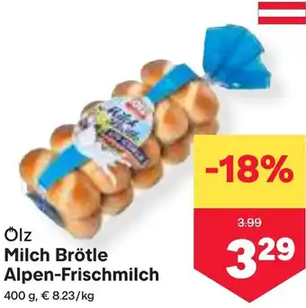 MPreis Milch Brötle Alpen-Frischmilch Angebot