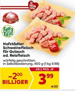 Billa Schweinefleisch für Gulasch od. Reisfleisch Angebot