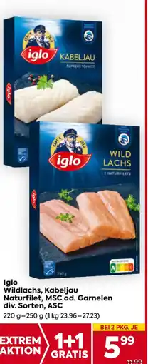 Billa Wildlachs, Kabeljau Naturflet, MSC od. Garnelen Angebot