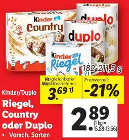 Lidl Riegel, Country oder Duplo Angebot