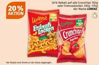 Müller auf alle Crunchips oder Erdnusslocken der Marke LORENZ Angebot