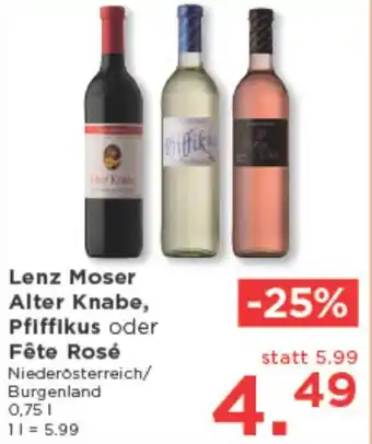 Unimarkt Lenz Moser Alter Knabe, Pfiffikus oder Fête Rosé Angebot