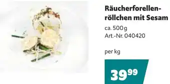 Eurogast Grissemann Räucherforellen- röllchen mit Sesam Angebot