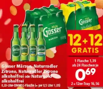 Interspar Gösser Märzen, Naturradler Zitrone, Naturradler Zitrone alkoholfrei oder Naturgold alkoholfrei Angebot