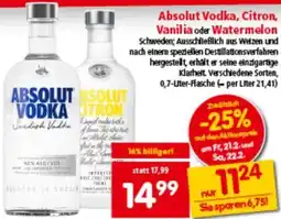 Interspar Absolut Vodka, Citron, Vanilia oder Watermelon Angebot