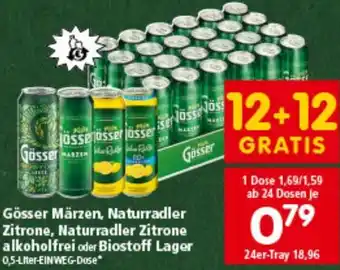 Interspar Gösser Märzen, Naturradler Zitrone, Naturradler Zitrone alkoholfrei oder Biostoff Lager Angebot