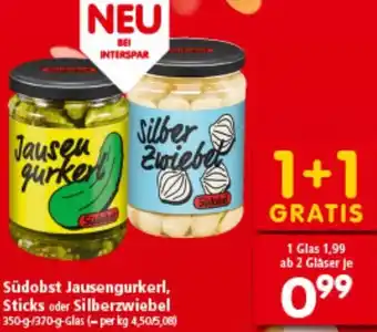 Interspar Südobst Jausengurkerl, Sticks oder Silberzwiebel Angebot