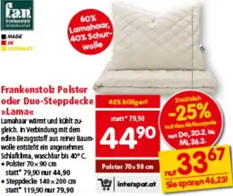 Interspar Frankenstolz Polster oder Duo-Steppdecke Lama Angebot