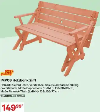 Lagerhaus Holzbank 2in1 Angebot