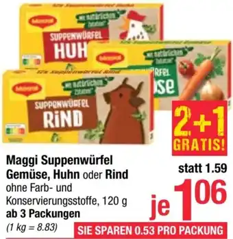 Maximarkt Suppenwürfel Gemüse, Huhn oder Rind Angebot