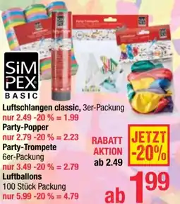 Maximarkt Luftschlangen classic, Party-Popper, Party-Trompete, Luftballons Angebot