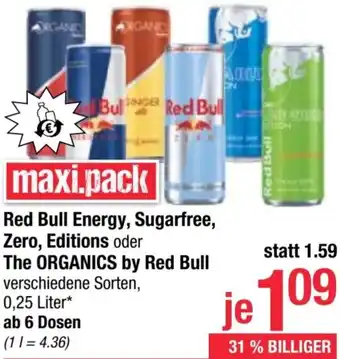 Maximarkt Red Bull Energy, Sugarfree, Zero, Editions oder The ORGANICS Angebot