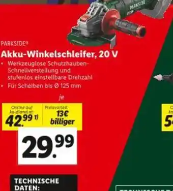 Lidl Akku winkelschleifer 20 v Angebot