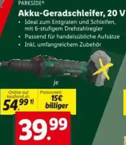 Lidl Akku geradschleifer 20 v Angebot