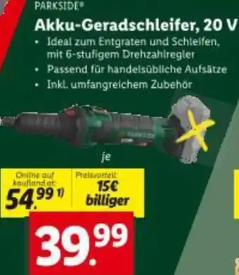 Lidl Akku geradschleifer 20 v Angebot