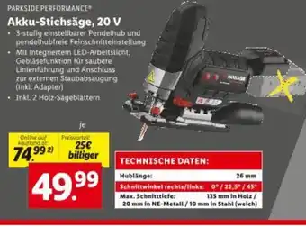 Lidl Akku-stichsäge, 20 v Angebot