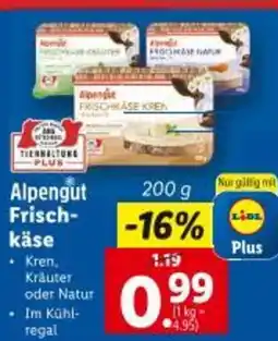 Lidl Alpengut frisch- käse Angebot