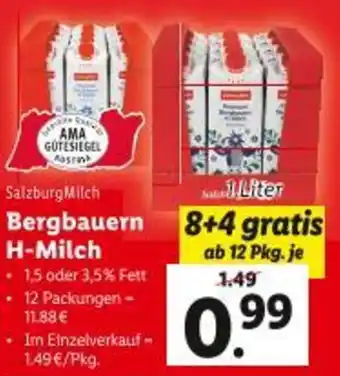 Lidl Bergbauern H-Milch Angebot