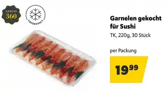 Landmarkt Garnelen gekocht für Sushi Angebot