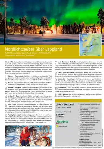 Bacher Reisen Nordlichtzauber über Lappland Angebot