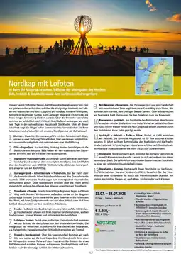 Bacher Reisen Nordkap mit Lofoten Angebot