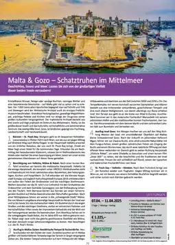 Bacher Reisen Malta & Gozo - Schatztruhen im Mittelmeer Angebot