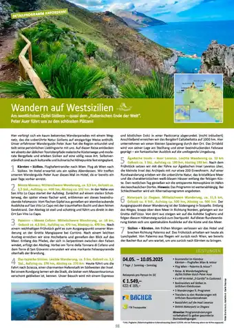 Bacher Reisen Wandern auf Westsizilien Angebot