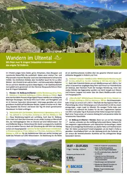 Bacher Reisen Wandern im Ultental Angebot