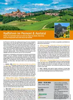 Bacher Reisen Radfahren im Piemont & Aostatal Angebot