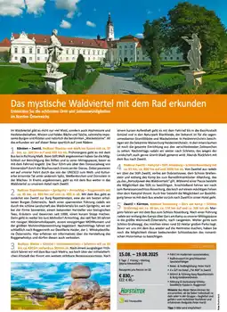 Bacher Reisen Das mystische Waldviertel mit dem Rad erkunden Angebot