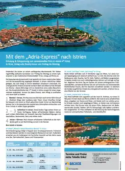 Bacher Reisen Mit dem Adria-Express nach Istrien Angebot