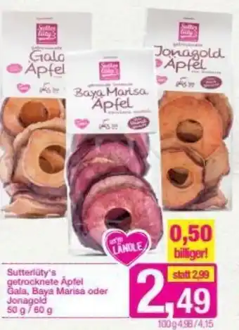 Sutterlüty Sutterly's Getrocknete Äpfel Gala, Baya Marisa Oder Jonagold 50/60g Angebot