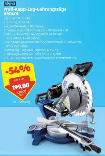 Hofer Scheppach Profi Kapp Zug Gehrungssäge Hm140L Angebot