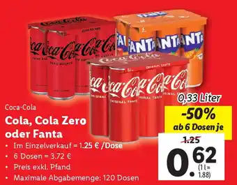 Lidl Cola, Cola Zero oder Fanta Angebot