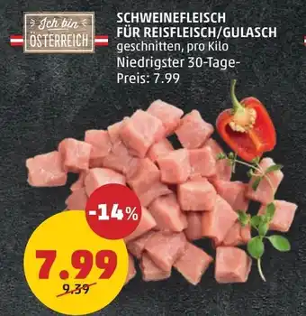 PENNY Schweinefleisch für reisfleisch/gulasch Angebot