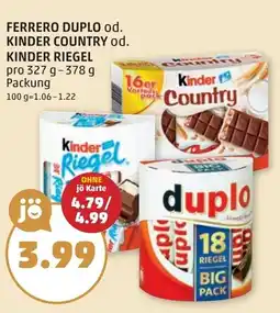 PENNY Ferrero duplo od. kinder country od. kinder riegel Angebot