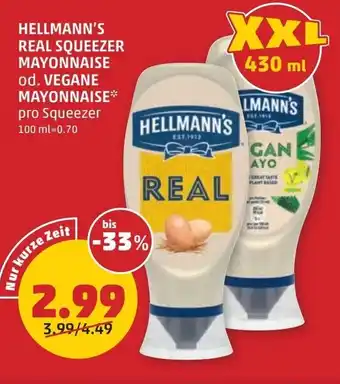 PENNY Hellmann's real squeezer mayonnaise od. vegane mayonnaise Angebot