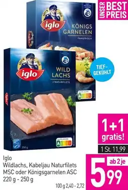 Sutterlüty Wildlachs, Kabeljau Naturfilets MSC oder Königsgarnelen ASC Angebot