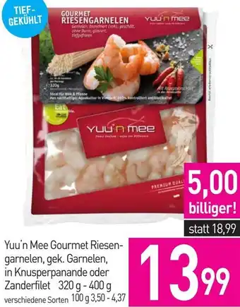 Sutterlüty Yuu'n Mee Gourmet Riesen- garnelen, gek. Garnelen, in Knusperpanande oder Zanderfilet Angebot