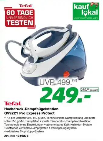 EP Hochdruck-Dampfbügelstation GV9221 Pro Express Protect Angebot