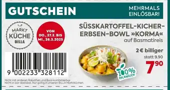 Billa Süsskartoffel-kicher- erbsen-bowl korma Angebot