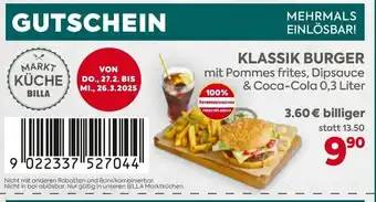 Billa Klassik burger Angebot