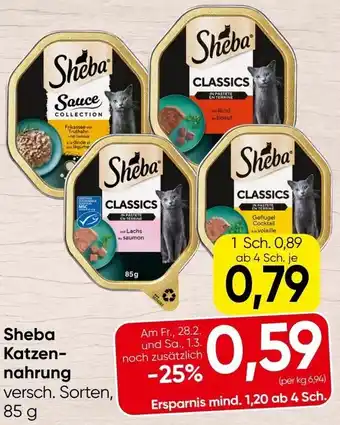 Spar Sheba Katzen- nahrung 85 g Angebot