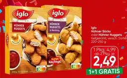 Spar Iglo hühner sticks oder hühner nuggets Angebot