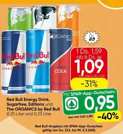 Spar Red Bull Energy Drink, Sugarfree, Editions und The ORGANICS by Red Bull Angebot